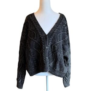 Lucky Brand Women’s Chunky Cable Knit Cardigan Sweater XL
